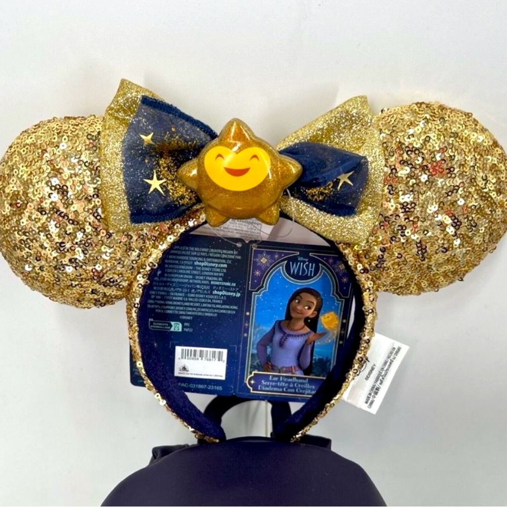 Disney Parks Wish Star Ears headband NWT gold sequins - Picture 1 of 2